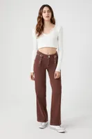 Women's Split-Neck Crop Top in Vanilla Small