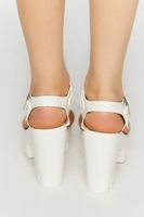 Women's Faux Patent Leather Open-Toe Lug Heels in White, 10