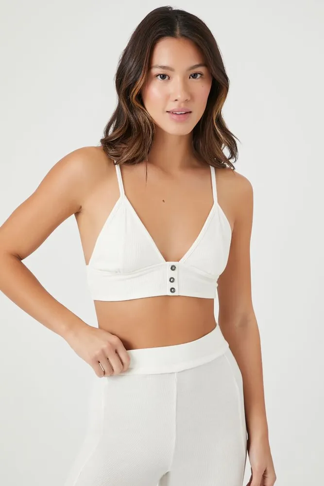 Forever 21 Women's Ribbed Lounge Cropped Cami Vanilla
