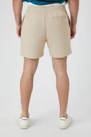 Men Embroidered EST84 Drawstring Shorts in Taupe/White Large