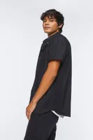 Men Pocket Button-Front Shirt in Black Small