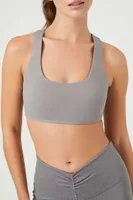 Women's Scoop-Neck Racerback Sports Bra in Dark Grey Medium