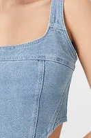 Women's Stretch-Denim Crop Top in Medium Denim Small