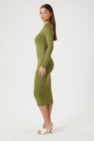 Women's Bodycon Midi Dress in Olive Small