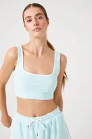 Women's French Terry Ringer Sports Bra Powder Blue