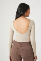 Women's Scoop-Back Crop Top in Goat Medium