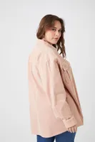 Women's Corduroy Shacket in Light Pink, 0X