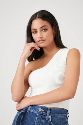 Women's Sweater-Knit One-Shoulder Crop Top