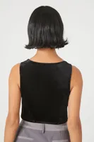 Women's Velvet Bustier Cropped Tank Top Black,