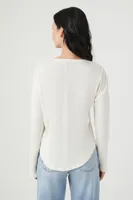 Women's Billowy Curved-Hem Top in White Small