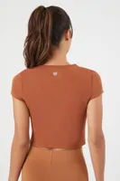 Women's Active Cropped Tee in Chestnut, XS