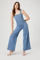 Women's Wide-Leg Denim Overalls in Medium Denim, XS