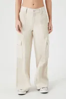 Women's Corduroy-Panel Straight-Leg Utility Pants in Oatmeal Medium