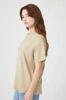 Women's Oversized Mineral Wash T-Shirt in Khaki Medium