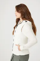 Women's Hooded Quilted Puffer Vest in Cream Small