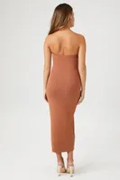 Women's Tube Bodycon Midi Dress in Chestnut, XL