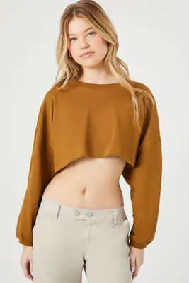 Women's Cropped Drop-Sleeve Top in Cigar Small