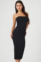 Women's Seamless Midi Tube Dress in Black, XL