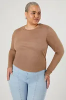 Women's Ribbed Long-Sleeve Top Ash Brown,