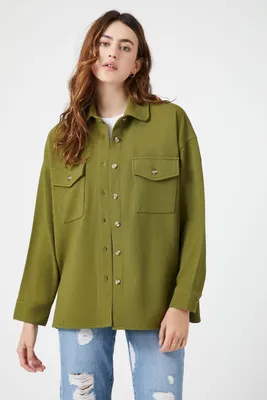Women's Drop-Sleeve Shacket in Olive Small