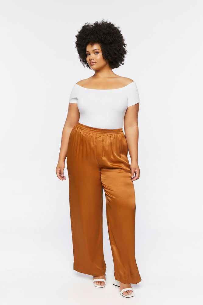 Women's Satin Palazzo Pants in Maple, 0X