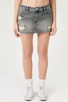 Women's Distressed Micromini Denim Skirt