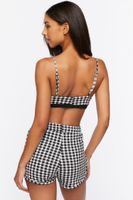 Women's Gingham Crop Top & Shorts Set in Black/White Large