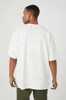 Men Cotton Crew High-Low Hem T-Shirt in White Small