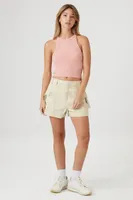 Women's Twill Mid-Rise Cargo Shorts Large