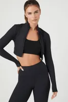 Women's Active Ribbed Zip-Up Jacket in Black Medium