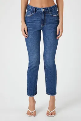 Women's Curvy High-Rise Straight Jeans Denim,