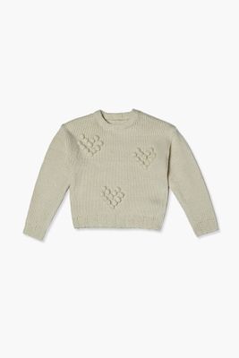 Girls Heart Ball-Knit Sweater (Kids) in Cream, 13/14