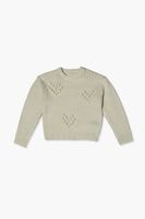 Girls Heart Ball-Knit Sweater (Kids) in Cream, 13/14