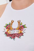 Women's Lucky Me Graphic Tank Top in White, 1X