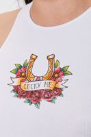 Women's Lucky Me Graphic Tank Top in White, 2X