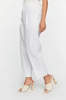 Women's Straight-Leg Cuffed Ankle Pants in White Large