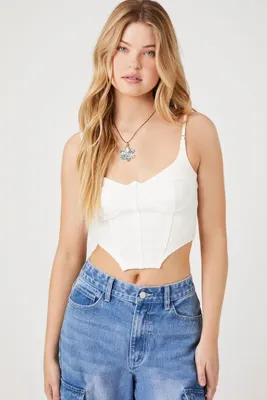 Women's Cropped Bustier Cami in White, XL