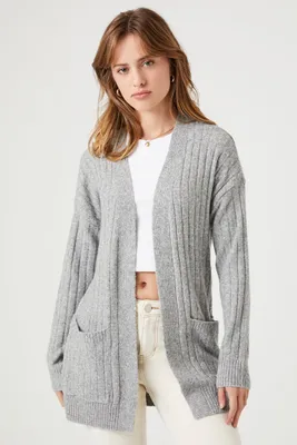 Women's Open-Front Cardigan Sweater in Grey Large