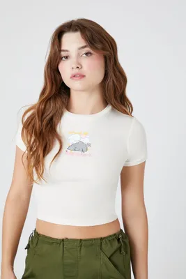 Women's Proud Introvert Graphic Cropped T-Shirt in Cream Medium