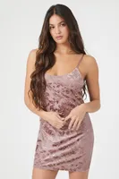 Women's Velvet Baroque Cami Mini Dress in Pale Mauve Large