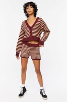 Women's Houndstooth Sweater-Knit Shorts in Merlot Medium