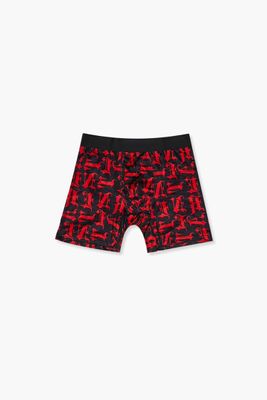 Men Letter Print Boxer Shorts Black/Red