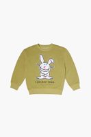 Girls Its Happy Bunny Graphic Pullover (Kids) in Green, 11/12