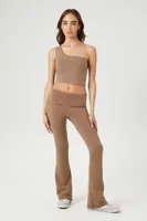 Women's One-Shoulder Crop Top in Ash Brown Large