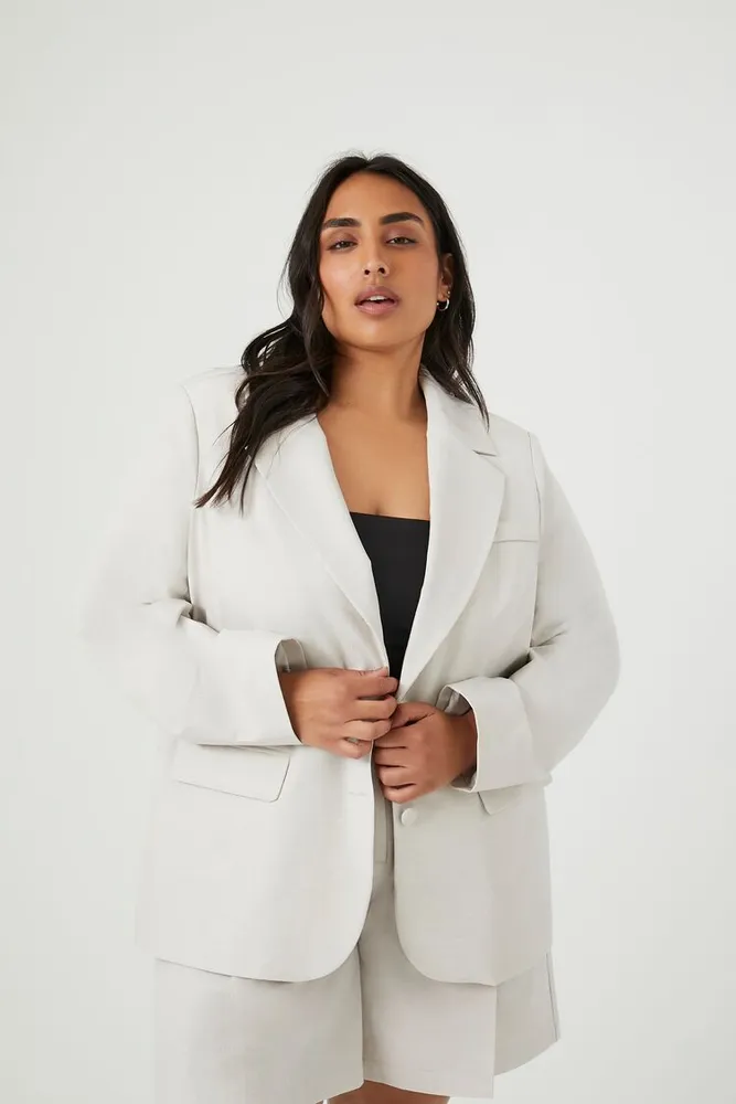 Women's Notched Blazer in Silver, 3X