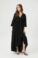 Women's Butterfly-Sleeve Flounce Maxi Dress