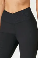 Women's Active Ribbed Surplice Leggings in Black Small