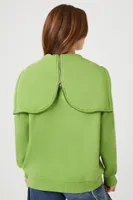 Women's Fleece Drawstring Zip-Up Hoodie in Pepper Green Small