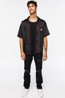 Men Youth of Today Graphic Satin Shirt in Black/Red Large