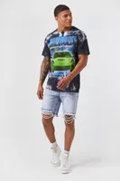 Men Tie-Dye Corvette Graphic Tee in Black Medium